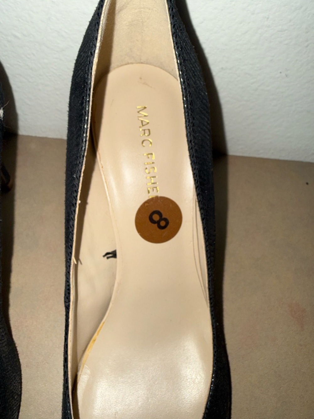 Marc Fisher Shiny Black Pointed-Toe Pumps - Picture 2 of 8